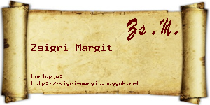 Zsigri Margit névjegykártya